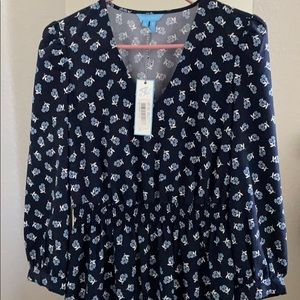 Draper James NWT Navy peasant flower dress